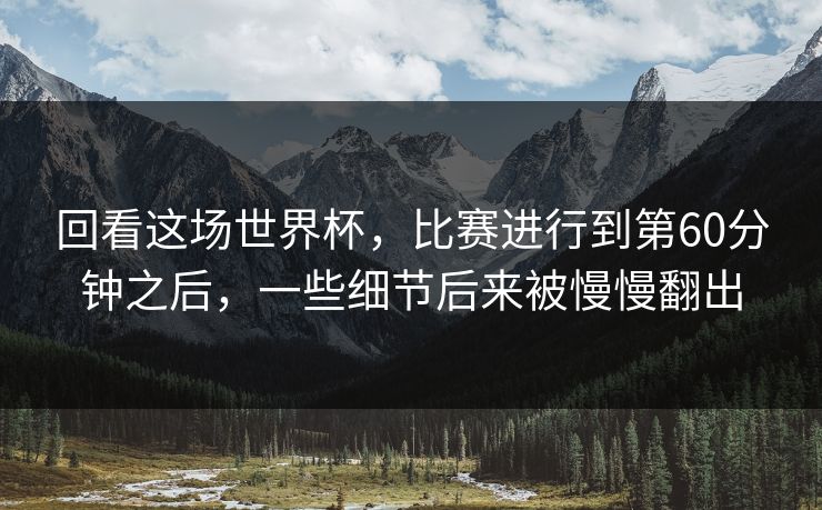 回看这场世界杯，比赛进行到第60分钟之后，一些细节后来被慢慢翻出