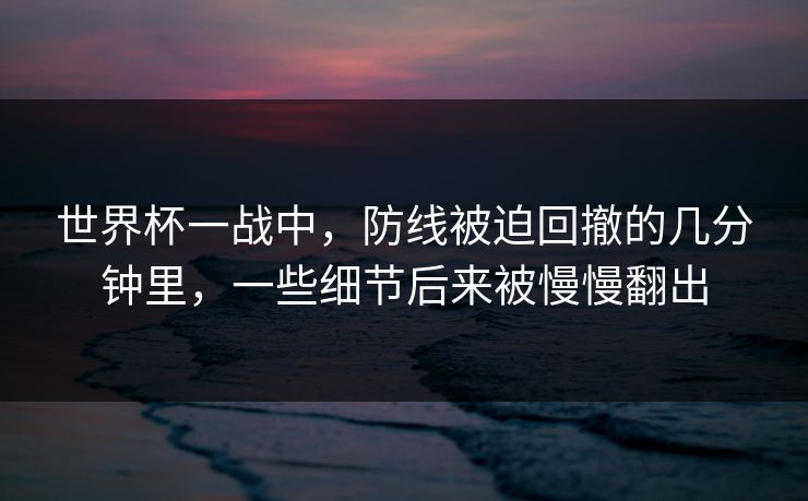 世界杯一战中，防线被迫回撤的几分钟里，一些细节后来被慢慢翻出